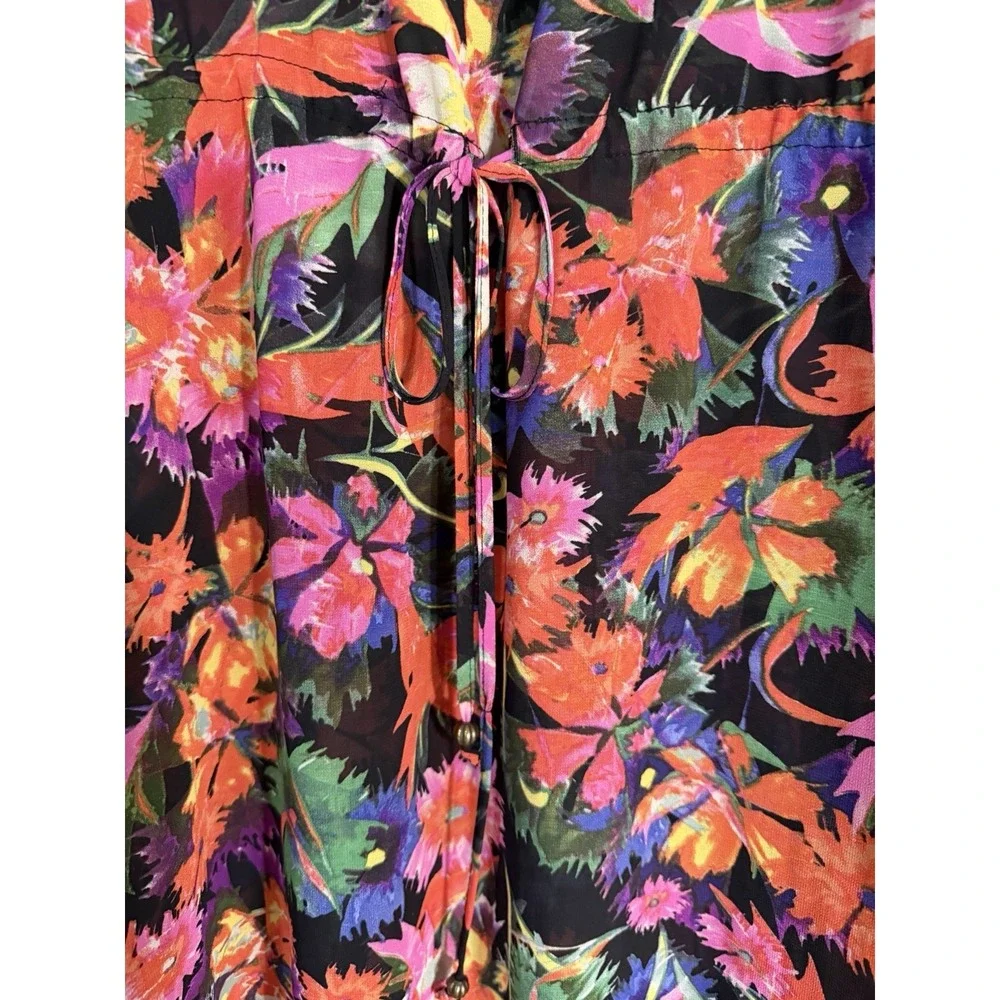 Forever 21 Floral Kimono-style Sheer Top Poncho‎ Beach Swim Cover-up - M